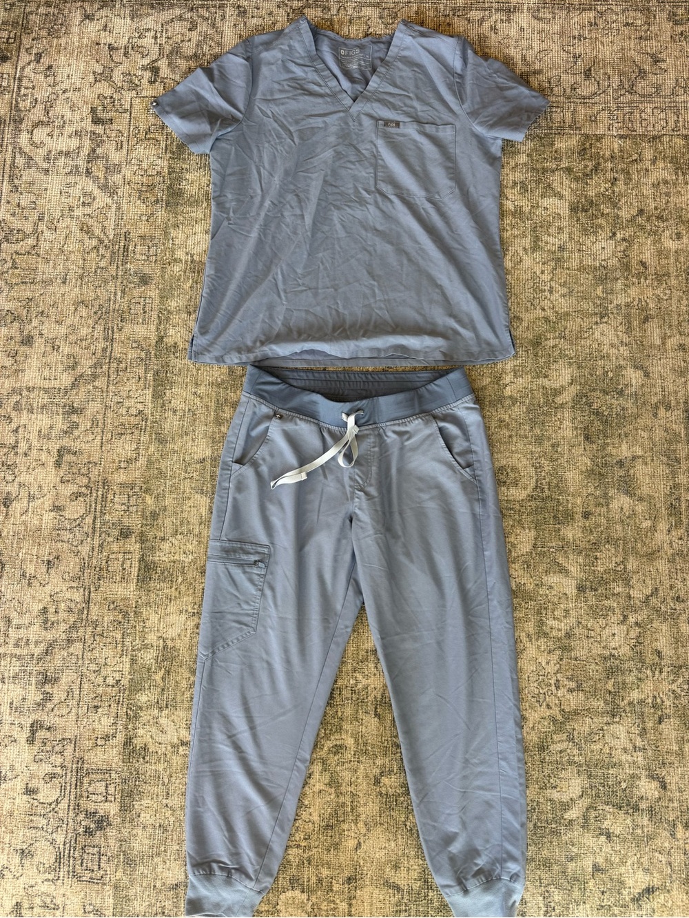 FIGS Vapor Light Blue Srub Set Nurse Medical XL Top Large Petite Bottoms 2 Piece - Picture 2 of 8
